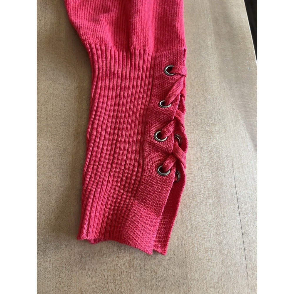Magaschoni Women Cardigan Size XS Red Open Front Tie Sleeve Luxury Knit Sweater - Picture 9 of 13